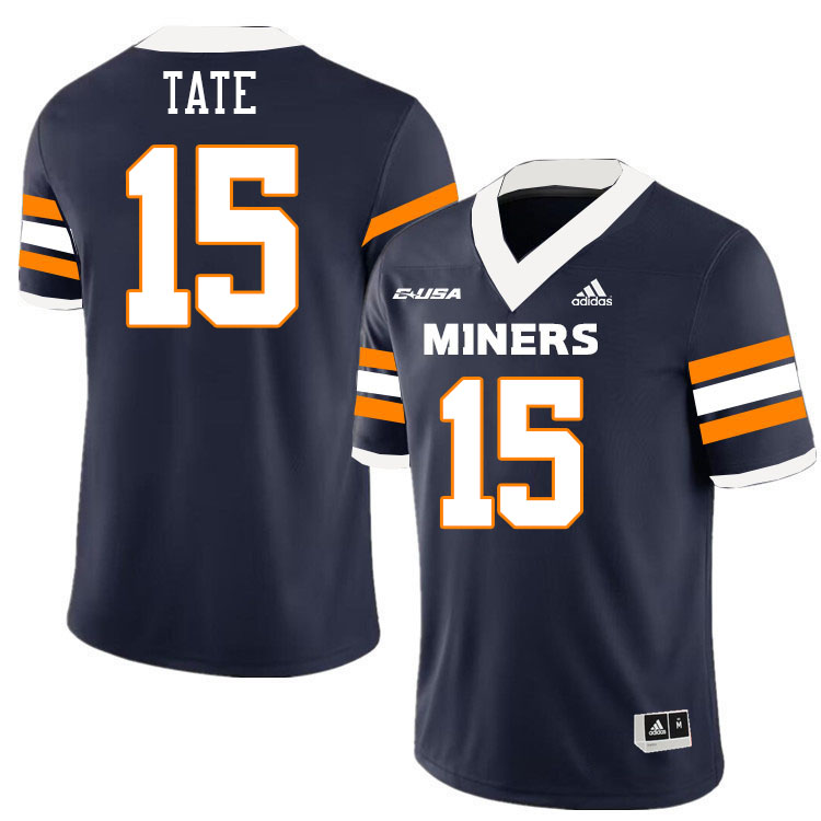 #15 Trevon Tate UTEP Jersey,UTEP Miners College Football Jersey,Uniforms-Navy